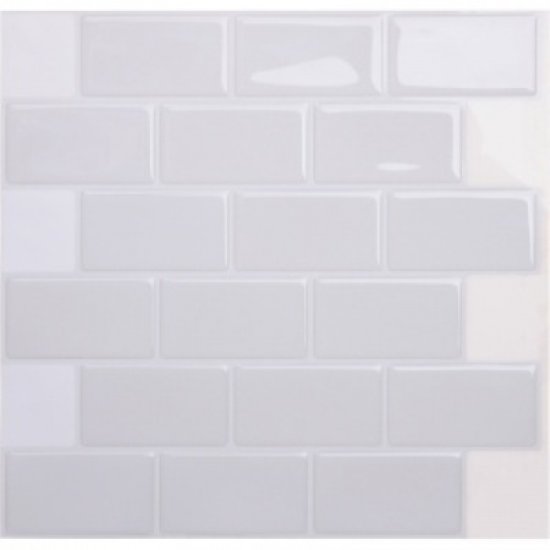 Αυτοκόλλητο πλακάκι τουβλάκι λευκό 24,5x23,5cm 10 τεμ.