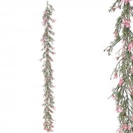 ΓΙΡΛΑΝΤΑ ΠΡΑΣΙΝΑΔΑΣ ME ΡΟΖ ΑΝΘΑΚΙΑ - Υ180cm 3/36ΚΙ