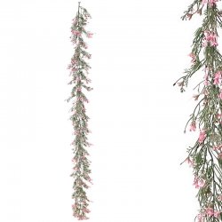ΓΙΡΛΑΝΤΑ ΠΡΑΣΙΝΑΔΑΣ ME ΡΟΖ ΑΝΘΑΚΙΑ - Υ180cm 3/36ΚΙ