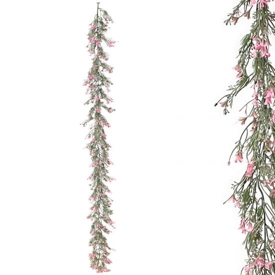 ΓΙΡΛΑΝΤΑ ΠΡΑΣΙΝΑΔΑΣ ME ΡΟΖ ΑΝΘΑΚΙΑ - Υ180cm 3/36ΚΙ
